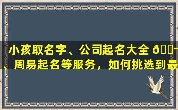 小孩取名字、公司起名大全 🐬 、周易起名等服务，如何挑选到最吉 🕊 祥的美名